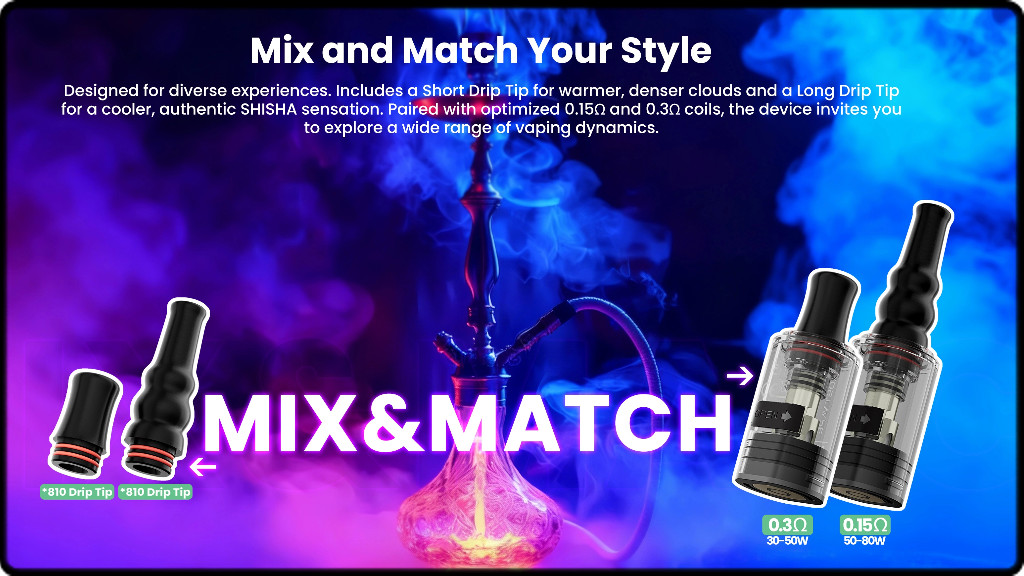 Résistance intégrée, drip tip 810